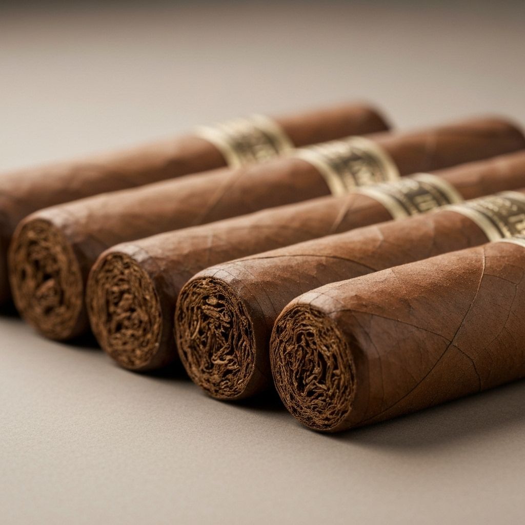 Dominican Republic premium cigars with tobacco leaves